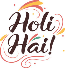 Holi festival typography with decorative calligraphy and colorful flourishes