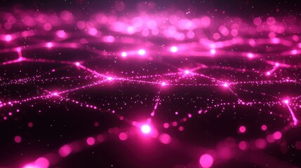 Fototapeta premium Pink abstract background with glowing lights and bokeh effects.