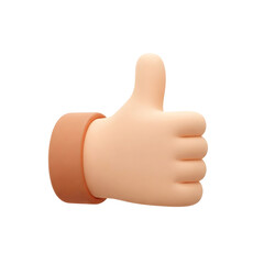 3D Realistic Thumbs Up Emoji on Transparent Background