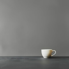 Subtle Angled View of Two Ceramic Mugs, One White and One Grey, Presented on a Clean White Surface with a Grey Backdrop