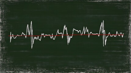 A white chalk drawn line graph on a chalkboard background