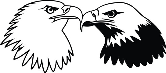 Illustration of Three Eagle Heads Representing Strength and Unity Symbolically