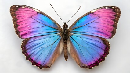 Fototapeta premium Vibrant Butterfly Wings: An exquisite butterfly with colorful wings, captured with intricate detail, resting gently, showcasing the beauty and delicate symmetry of nature.