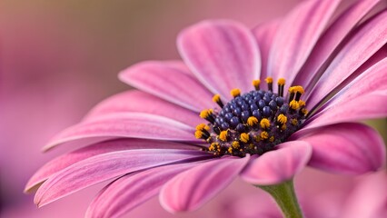 Fototapeta premium Petal Perfection: An exquisite close-up of a blooming pink flower, showcasing its delicate petals, vibrant colors, and intricate details. Capturing the flower's beauty
