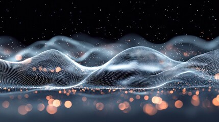 Fototapeta premium Abstract Digital Landscape: Glowing Waves of Data