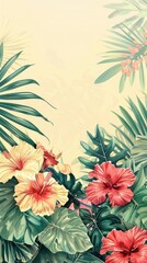 Wallpaper flower bushes vegetation graphics hibiscus.