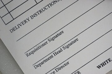 Signature lines on a purchase requisition form
