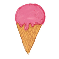 Pink Ice Cream Cone Illustration
