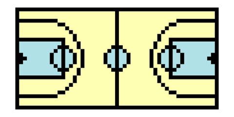 Basketball sport court with pixel art