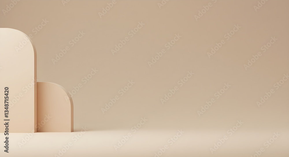Poster minimalist beige background with curved geometric shapes. abstract 3d render for product display, so