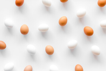 Chicken eggs pattern. Food or Easter background