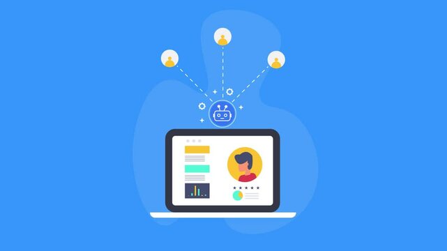 CRM software connect with agentic AI, virtual bot collects customer data, analyse and mange relation with client, send automated messages communication business process concept.