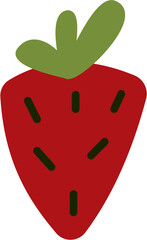 Flat cartoon doodle strawberry vector illustration, simple and colorful