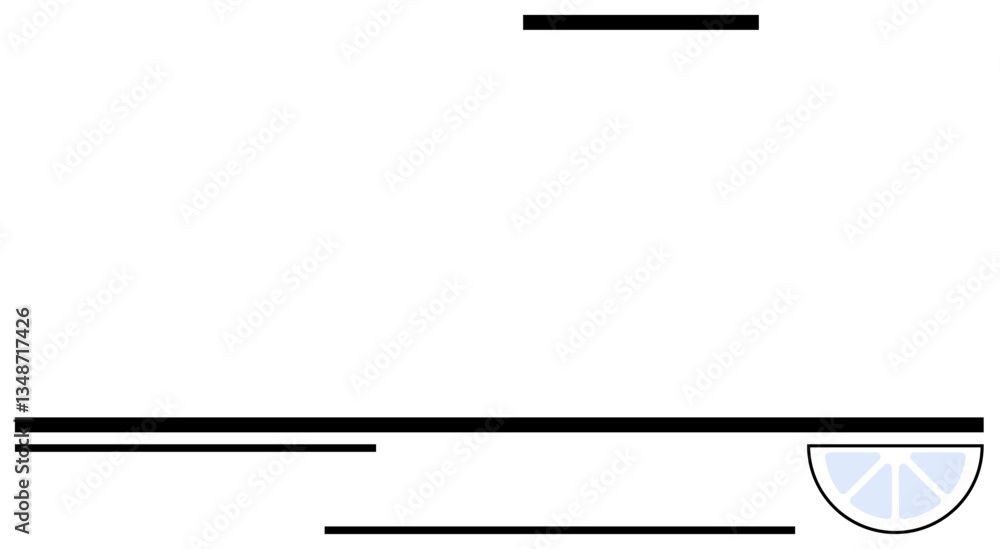 Poster black horizontal and vertical lines intersect, forming a minimalist geometric layout. half a lemon s
