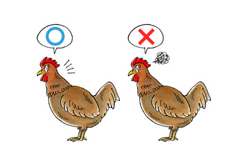 茶色いニワトリマルバツセット