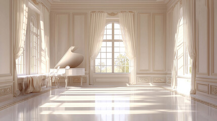 Obraz premium A room is white, minimalist, warm tones 