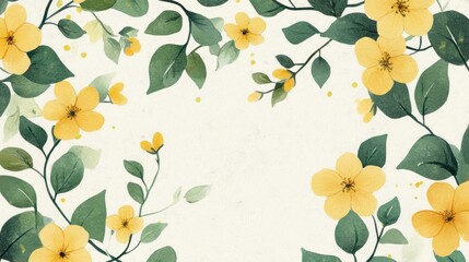 Delicate Yellow Flowers on Cream Background
