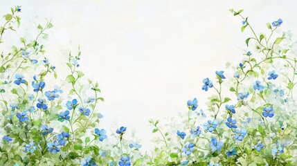 Watercolor forget-me-nots border