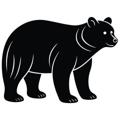 Silhouette of a Bear with two cubs following, bear silhouette illustration, Polar bear silhouette collection with cub, Bear family black silhouette animals. Vector Illustrator.