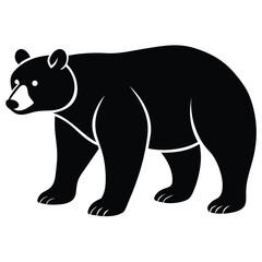 Obraz premium Silhouette of a Bear with two cubs following, bear silhouette illustration, Polar bear silhouette collection with cub, Bear family black silhouette animals. Vector Illustrator.