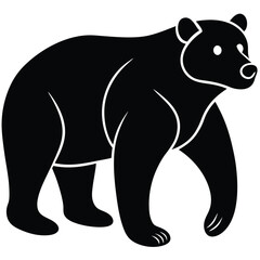 Silhouette of a Bear with two cubs following, bear silhouette illustration, Polar bear silhouette collection with cub, Bear family black silhouette animals. Vector Illustrator.