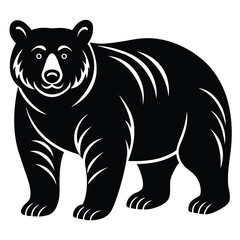 Fototapeta premium Silhouette of a Bear with two cubs following, bear silhouette illustration, Polar bear silhouette collection with cub, Bear family black silhouette animals. Vector Illustrator.