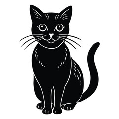 Set of black cats looking out of the corner. Collection of cat faces that spy on you. Playing pets. Tattoo, Cats, his vector illustration features an adorable black and white cat captured in a playful