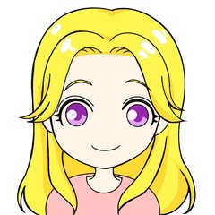 Long-haired blonde woman, neutral expression, character illustration, simple style