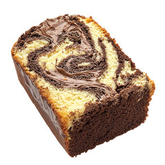 "Moist Marble Cake Slice Featuring a Swirled Chocolate and Vanilla Pattern, Showcasing a Dense Texture and Rich Flavor Combination."