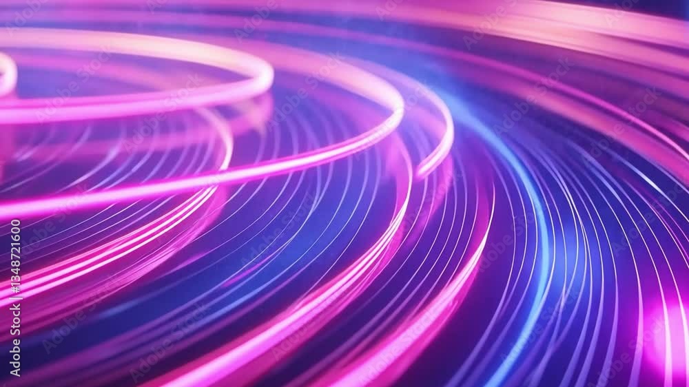 Poster vibrant neon lines swirl in dynamic motion, creating colorful abstract light trails that evoke energ