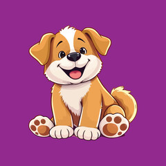 Happy Cartoon Puppy &ndash; Playful Golden Dog Vector and Illustration design
