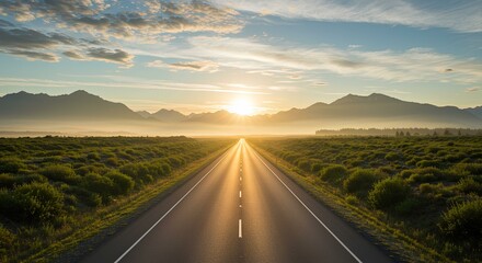 Fototapeta premium road in the sunset