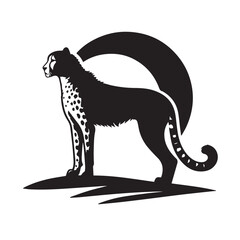 various cheetah silhouette set stock vector, cheetah black Silhouette vector art Illustration with white background, Cheetah silhouette, Cheetah running silhouettes, Cheetah vector illustration.