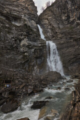 Sorrosal Waterfall in Broto, a stunning waterfall in the Ordesa and Monte Perdido National Park, surrounded by nature and spectacular rock formations