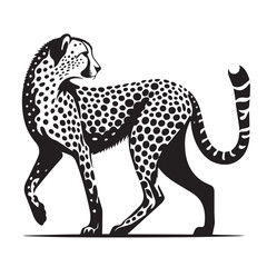 various cheetah silhouette set stock vector, cheetah black Silhouette vector art Illustration with white background, Cheetah silhouette, Cheetah running silhouettes, Cheetah vector illustration.