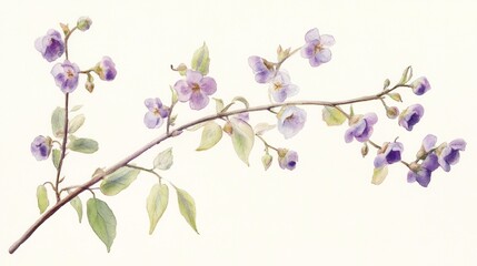 Delicate Purple Flowers on Branch
