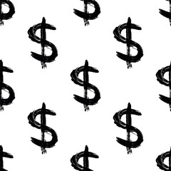 Seamless pattern with dollar currency symbol for decorative print, wrapping paper, greeting cards, wallpaper and fabric