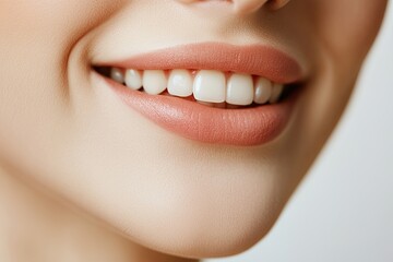 Fototapeta premium Close-up of female lips with bright fashionable red glossy makeup