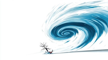 Fototapeta premium Abstract Blue and White Vortex Powerful Swirling Storm