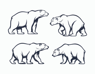 Isolated Polar Bear Silhouette EPS Vector Template