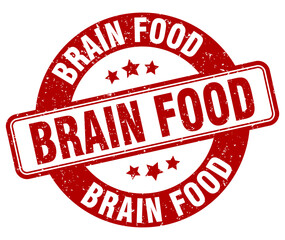 brain food stamp. brain food label. round grunge sign