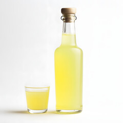 Close-up, bottle of lemonade on the white background. Lemoncello