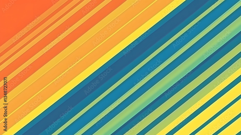 Poster diagonal bands of various colors creating a vibrant abstract composition