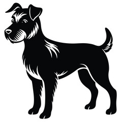 vector, isolated black silhouette of a dog, collection, Dog silhouettes, Vector black and white illustration of a sitting dog isolated on a white background, Dog Breeds silhouette set.