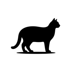 Cat Silhouette - Black and White Vector Illustration of a Feline