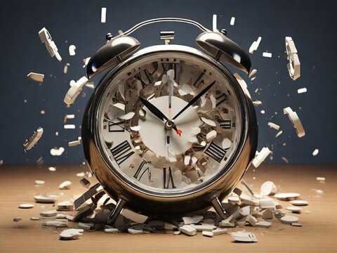 destroyed clock illustration background