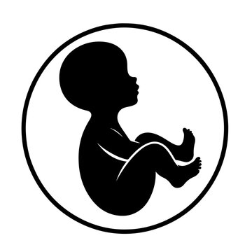 recommend clip art: Fetus Silhouette in Circle - Pregnancy & Development Symbol
