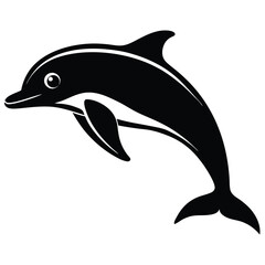 vector of black silhouette of dolphin, Dolphin fish animal silhouette. Good use for symbol, logo, mascot, web icon, sticker design, sign, or any design you want. Easy to use, dolphin.