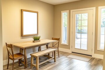 Empty Dining Area in Modern Home with Blank Art