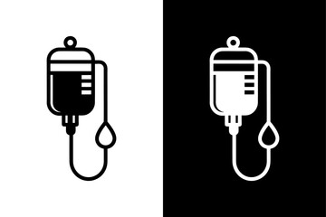 IV Drip Clipart Icon Clean Black & White Medical Graphic.